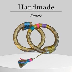 Handmade Gold and Multicolor Fabric Bracelets